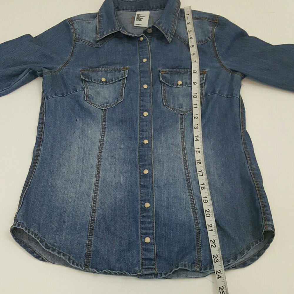 Denim Snap Button Long Sleeve Shirt - Picture 6 of 7